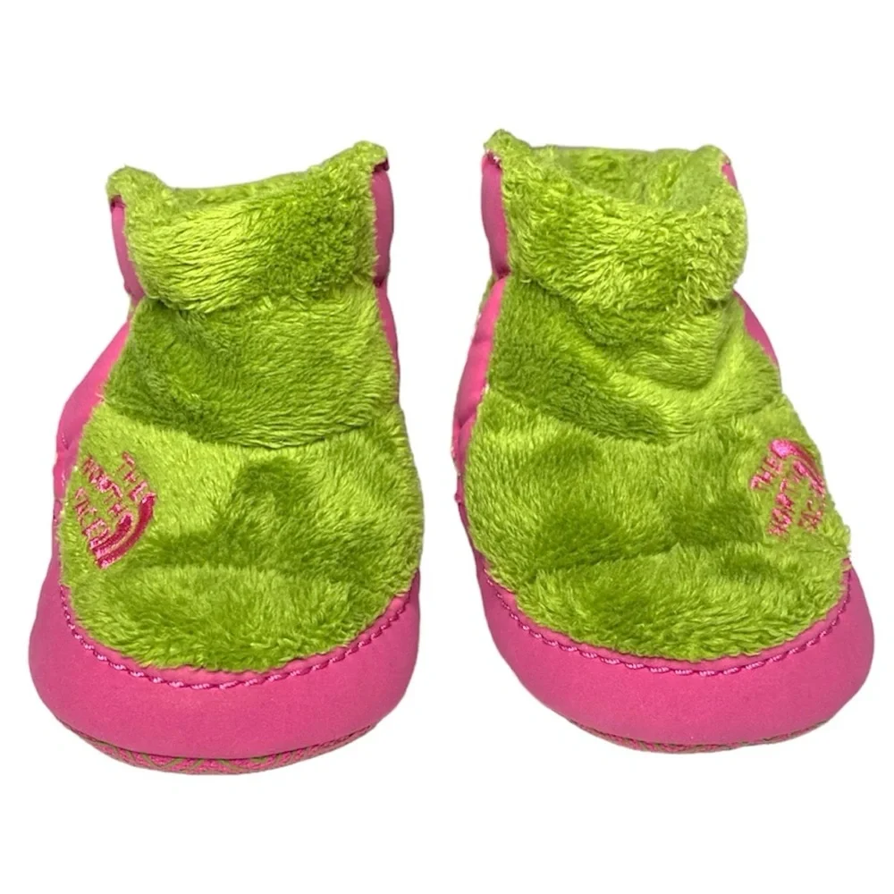 The North Face Infant NSE Fleece Booties Green Pink Size 4